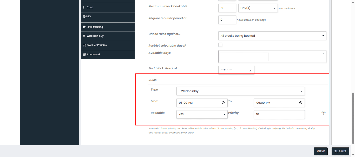 One Slot Per Day Example